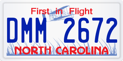 NC license plate DMM2672