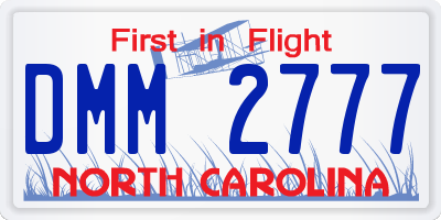 NC license plate DMM2777