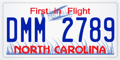 NC license plate DMM2789
