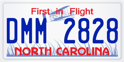 NC license plate DMM2828