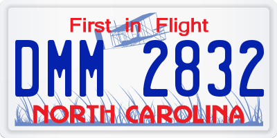 NC license plate DMM2832