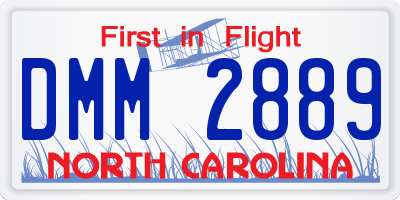 NC license plate DMM2889