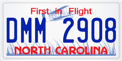 NC license plate DMM2908