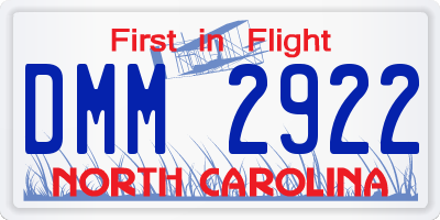 NC license plate DMM2922