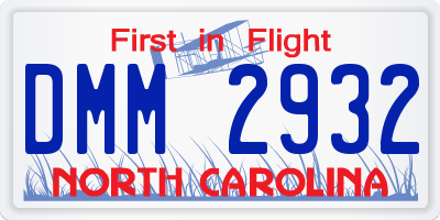 NC license plate DMM2932