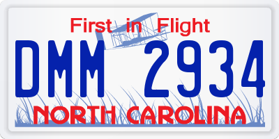 NC license plate DMM2934