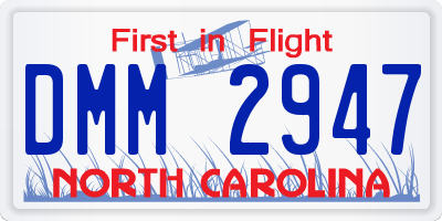 NC license plate DMM2947