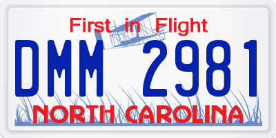 NC license plate DMM2981