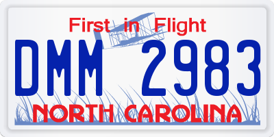 NC license plate DMM2983