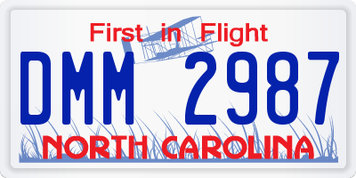 NC license plate DMM2987