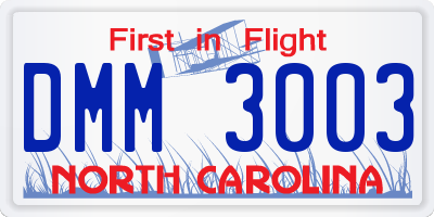 NC license plate DMM3003