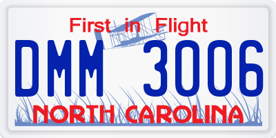 NC license plate DMM3006