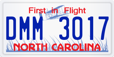 NC license plate DMM3017