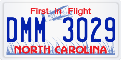 NC license plate DMM3029