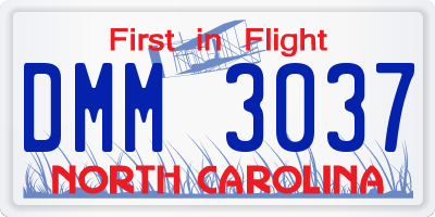 NC license plate DMM3037