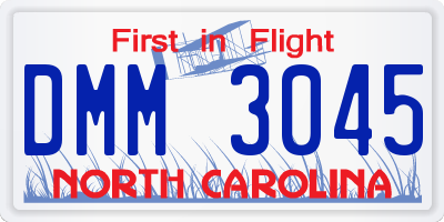 NC license plate DMM3045