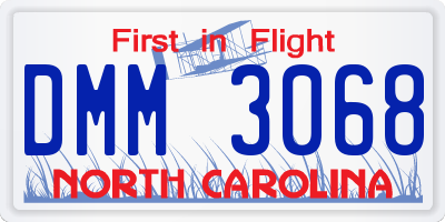 NC license plate DMM3068