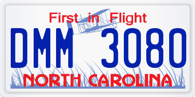 NC license plate DMM3080