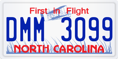 NC license plate DMM3099