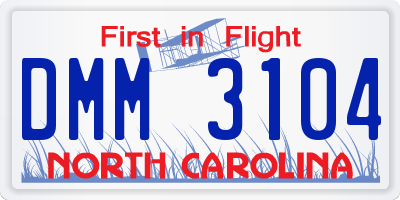 NC license plate DMM3104