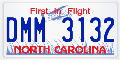 NC license plate DMM3132