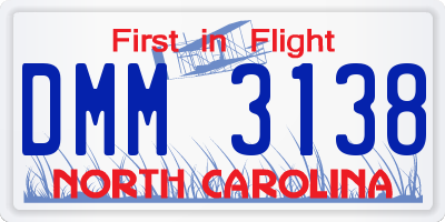 NC license plate DMM3138