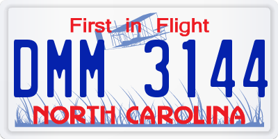 NC license plate DMM3144