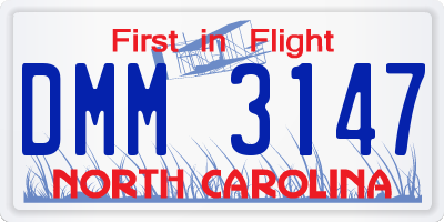 NC license plate DMM3147