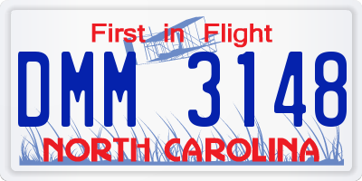 NC license plate DMM3148