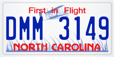 NC license plate DMM3149