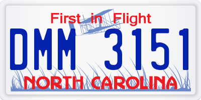 NC license plate DMM3151
