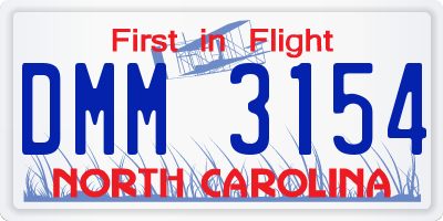 NC license plate DMM3154