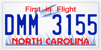NC license plate DMM3155