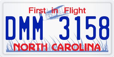 NC license plate DMM3158