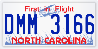 NC license plate DMM3166