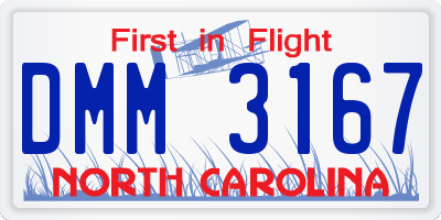 NC license plate DMM3167