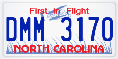 NC license plate DMM3170