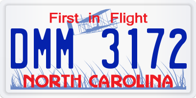 NC license plate DMM3172
