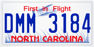 NC license plate DMM3184