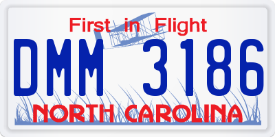 NC license plate DMM3186