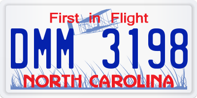 NC license plate DMM3198