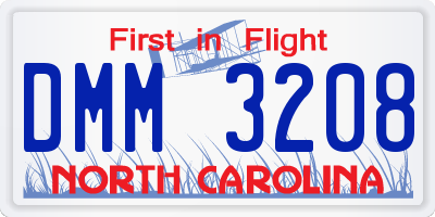 NC license plate DMM3208