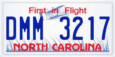 NC license plate DMM3217