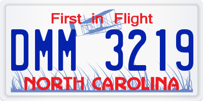 NC license plate DMM3219