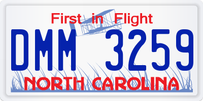 NC license plate DMM3259