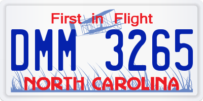 NC license plate DMM3265