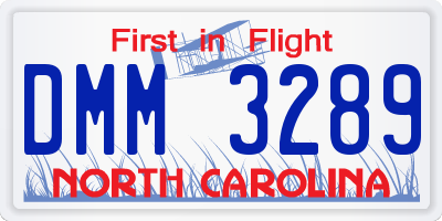 NC license plate DMM3289