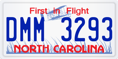 NC license plate DMM3293