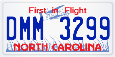 NC license plate DMM3299