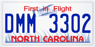 NC license plate DMM3302